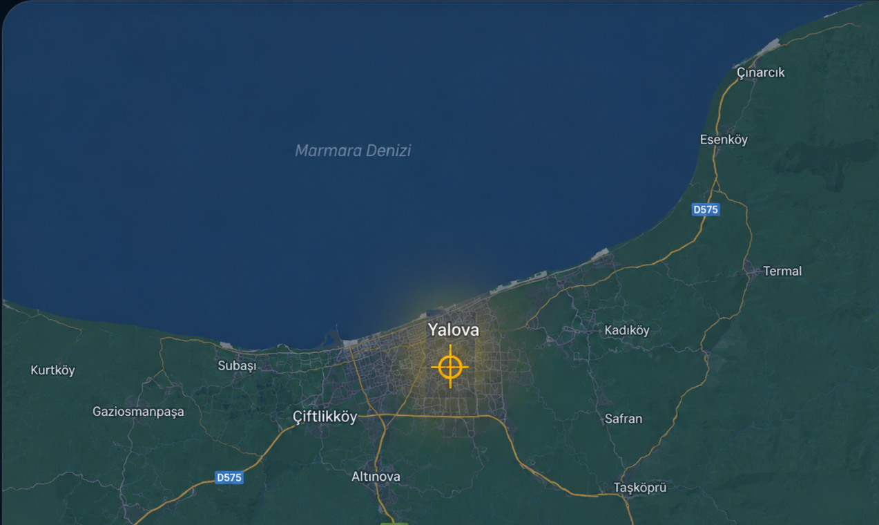 Yalova ve ilçeleri çilingir hizmet bölgesi haritası